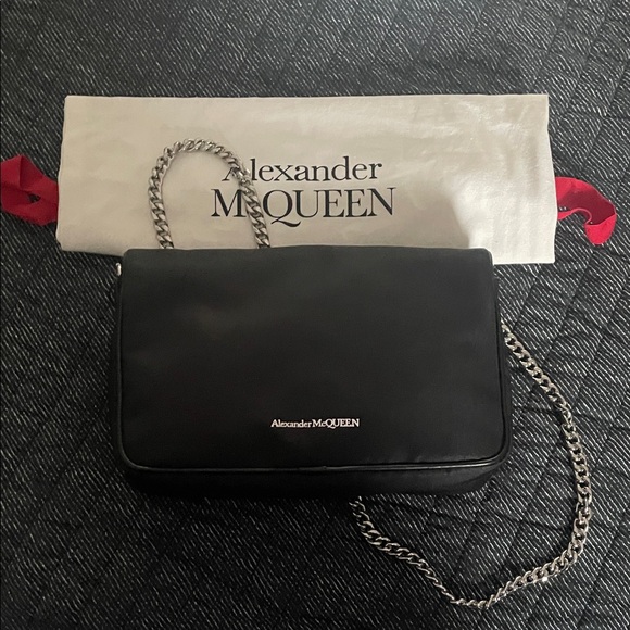 Alexander McQueen Black Crossbody Bag with Silver Chain - Picture 6 of 6